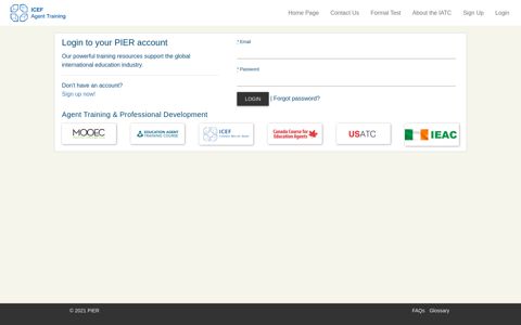 Login to your PIER account - ICEF Agent Training Course