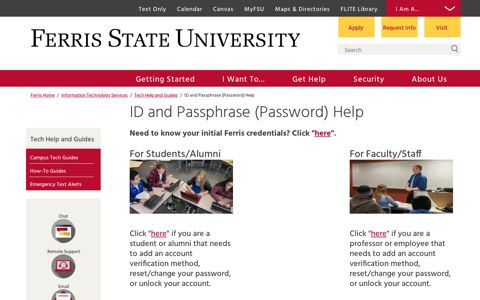 ID and Passphrase Help - Ferris State University