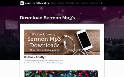 Download Sermon Mp3's | New Life Fellowship