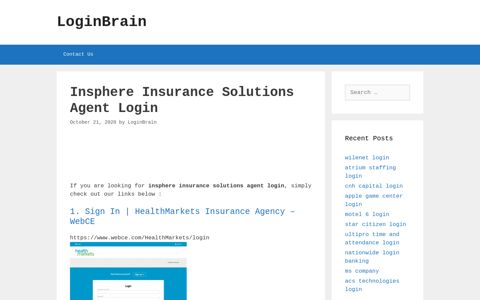 Insphere Insurance Solutions Agent - Sign In | Healthmarkets ...