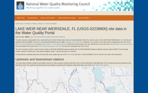 LAKE WEIR NEAR WEIRSDALE, FL (USGS-02238800) site ...