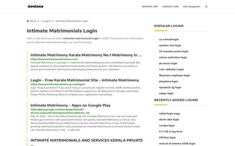 Intimate Matrimonials Login ❤️ One Click Access - iLoveLogin