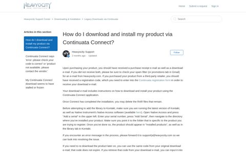 How do I download and install my product via Continuata ...