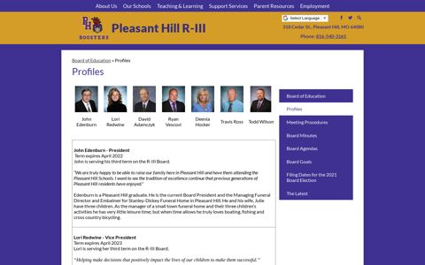 Profiles – Board of Education – Pleasant Hill R-III