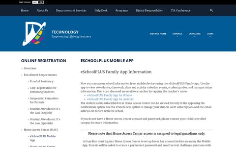 Online Registration / eSchoolPLUS Mobile App - Denton ISD