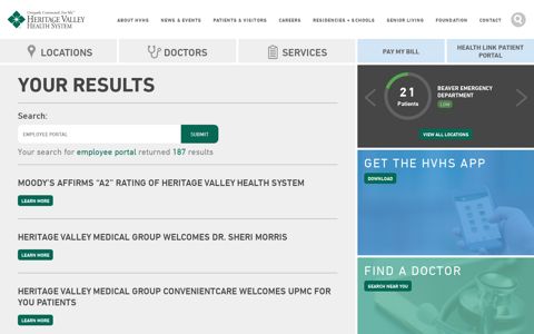 Search - Heritage Valley Health System