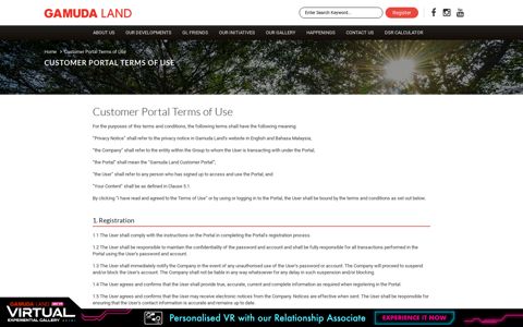 Customer Portal Terms of Use - Gamuda Land
