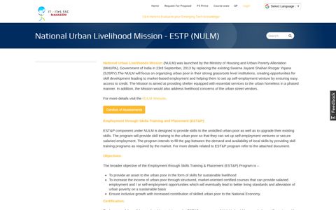 National Urban Livelihood Mission - ESTP (NULM) | SSC