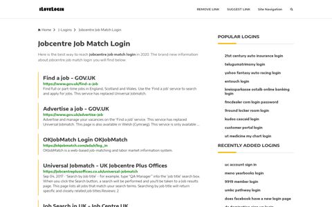 Jobcentre Job Match Login ❤️ One Click Access - iLoveLogin