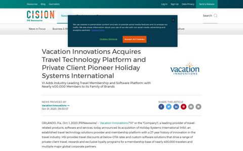 Vacation Innovations Acquires Travel Technology Platform ...
