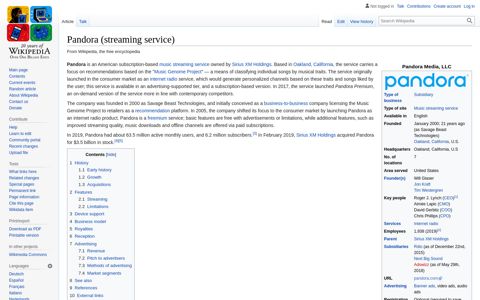 Pandora (streaming service) - Wikipedia