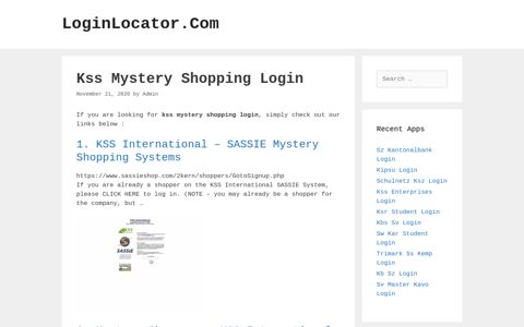 Kss Mystery Shopping Login - LoginLocator.Com