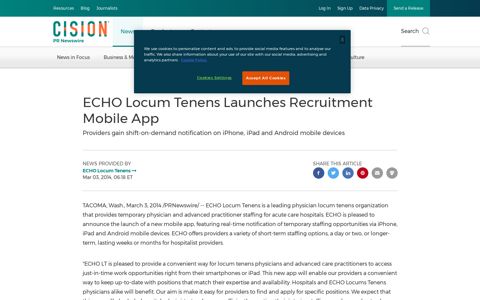 ECHO Locum Tenens Launches Recruitment Mobile App
