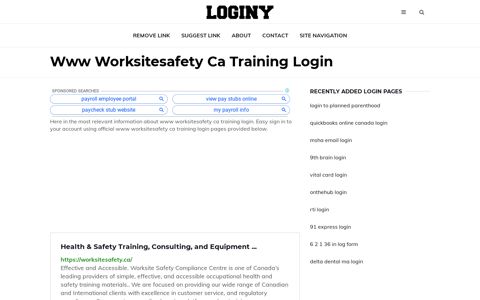 Www Worksitesafety Ca Training Login ✔️ One Click Login