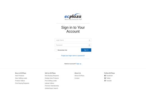 ECPlaza Sign In - ecplaza.net