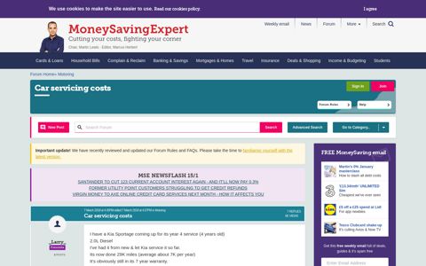 Car servicing costs — MoneySavingExpert Forum