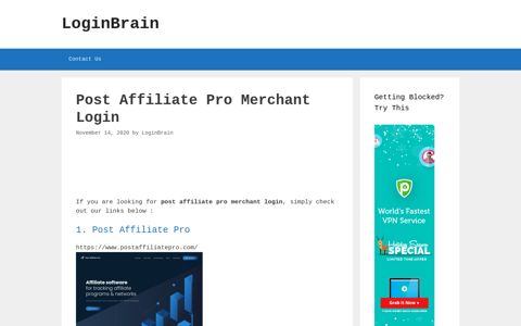 post affiliate pro merchant login - LoginBrain