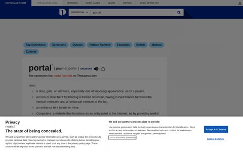 Portal | Definition of Portal at Dictionary.com