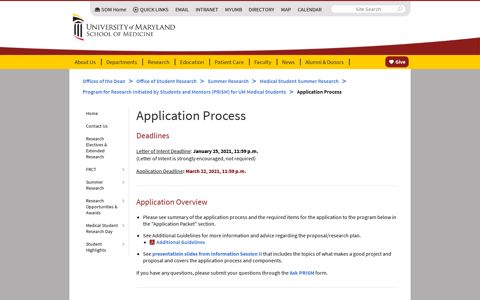 Application Process | University of Maryland School of Medicine