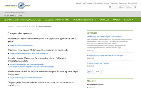 Campus Management - WiWiss FU Berlin - Freie Universität ...