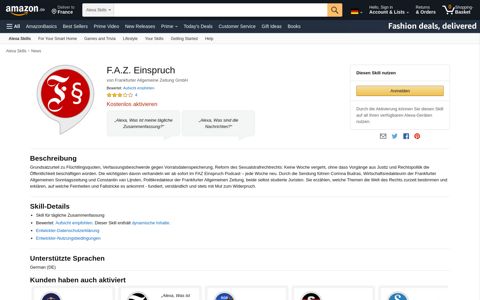 F.A.Z. Einspruch: Amazon.de: Alexa Skills