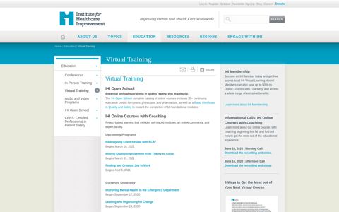IHI Online Courses & Virtual Training