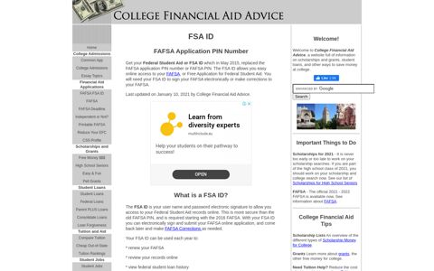FAFSA Application PIN Number | FAFSA PIN | FSA ID