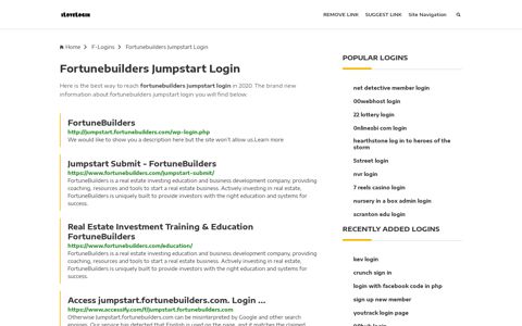 Fortunebuilders Jumpstart Login ❤️ One Click Access - iLoveLogin