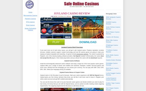 Safe Online Casinos » Blog Archive » Joyland Casino Review