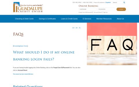 What should I do if my online banking login fails? - Guadalupe ...