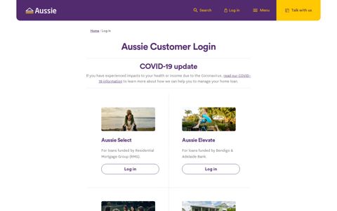Customer log in | Go straight to Aussie