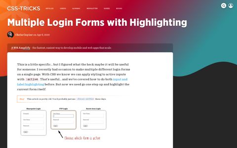 Multiple Login Forms with Highlighting | CSS-Tricks