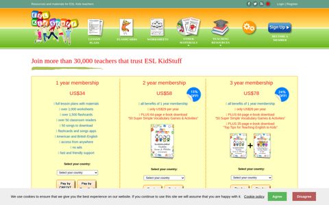 Sign up for a membership with ESL KidStuff