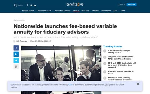 Nationwide launches fee-based variable annuity for fiduciary ...