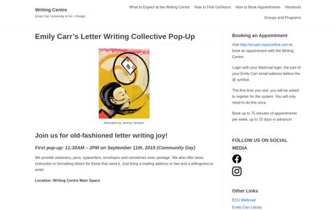 Emily Carr's Letter Writing Collective Pop-Up – Writing Centre