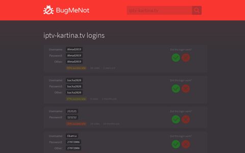 iptv-kartina.tv passwords - BugMeNot