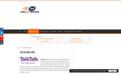 Go to TalkTalk Mail - TalkTalk webmail login & settings -
