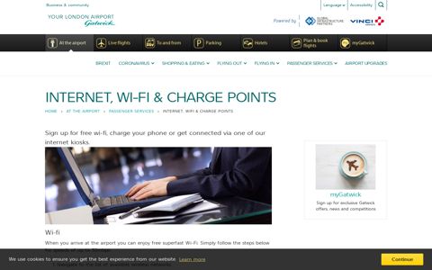 Internet and wifi | Gatwick Airport