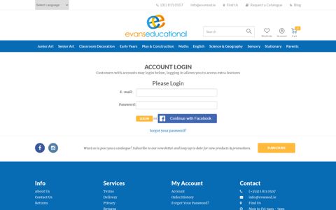 Account Login - Evans Educational Ltd.
