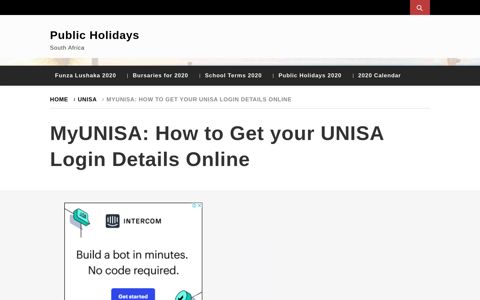 MyUNISA: How to Get your UNISA Login Details Online ...