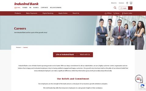 Careers, Recruitment, Jobs and Vacancies at IndusInd Bank