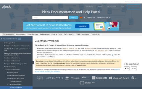 Zugriff über Webmail | Plesk Obsidian documentation