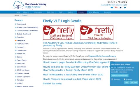 Shoreham Academy > Parents > Firefly VLE