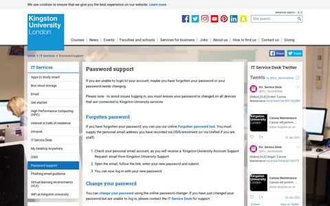 Password support - Kingston University