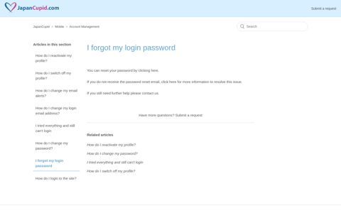 I forgot my login password – JapanCupid