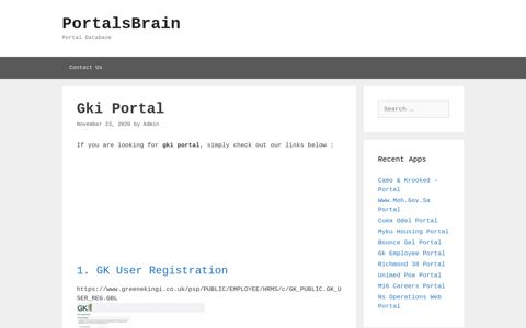 Gki - Gk User Registration - PortalsBrain - Portal Database