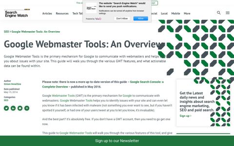 Google Webmaster Tools: An Overview - Search Engine Watch