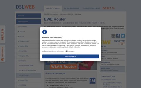 EWE Router - Funktionen & Daten der EWE WLAN Router