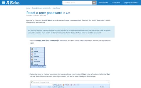 Reset a user password | iSalus Healthcare