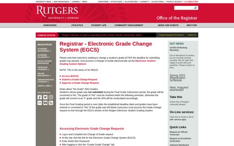 Registrar - Electronic Grade Change System (EGCS) | Registrar